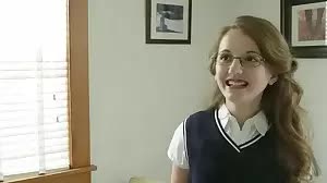Four-eyed teen fucked by her teacher